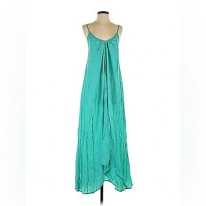 Pink Stitch Resort Maxi Dress Back Cutout Casual Vacation Size 2 Small Green